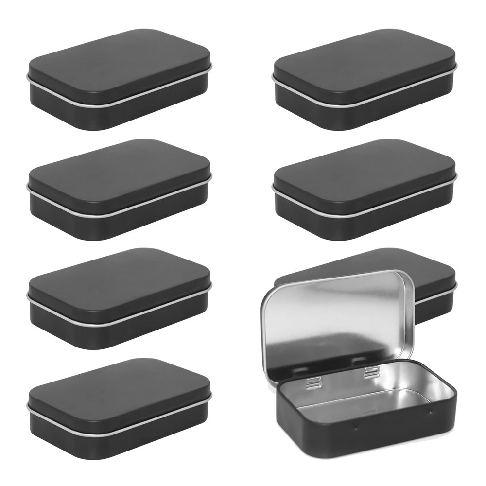 ZEOABSY 10-Pack Black Rectangular Metal Tins with Lids, 9.5 x 6.0 x 2.1 cm