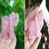 5.1 cm Rose Quartz Elephant Decor, Polished Hand-Carved Stone Sculpture view 2