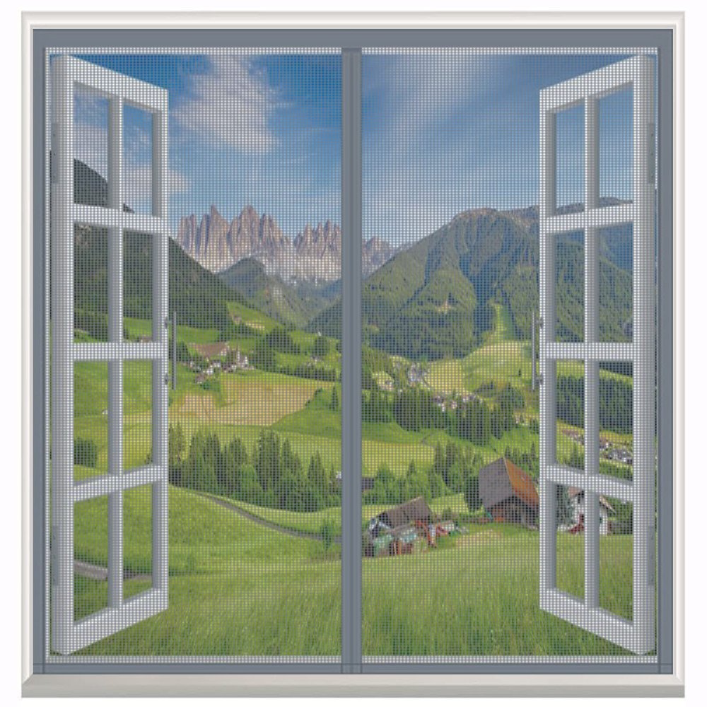 Magnetic Fly Screen for Windows, 200 x 205 cm, Automatic Closing, No-Drill Adhesive Mount