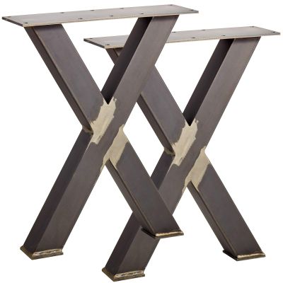 SOTECH 1 Pair (2 Pieces) X-Shape Steel Bench Legs, Used Look, 420 x 345 mm
