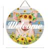 Unbranded Welcome Porch Sign, Pig, Farmhouse, Sunflower, Cartoon Hanger, Outdoor Wall Art Decor, Round Wooden Sign, Rustic Gifts for Pet Lovers, 30 x 30 cm view 2