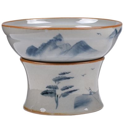 XIALON Hand-Painted Porcelain Kung Fu Tea Strainer, 8.4 cm, Blue/White