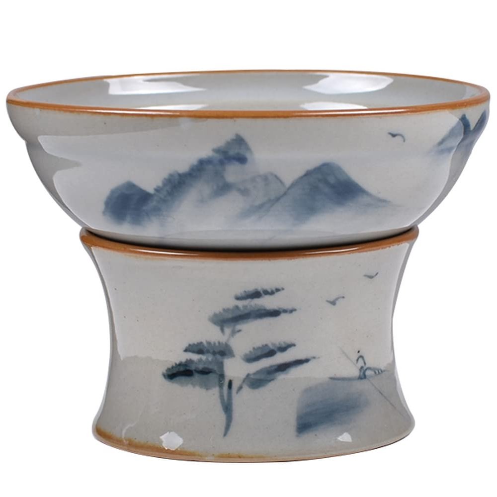 XIALON Hand-Painted Porcelain Kung Fu Tea Strainer, 8.4 cm, Blue/White