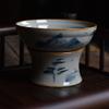 XIALON Hand-Painted Porcelain Kung Fu Tea Strainer, 8.4 cm, Blue/White view 3