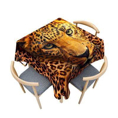 Morbuy Square Outdoor Tablecloth, 3D Leopard Print, Waterproof and Stain-Resistant, Wipeable, 200 x 200 cm