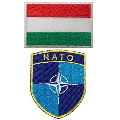 A-ONE NATO Morale Flag Patch + Hungary Flag Patch for Berets, Blue, One Size