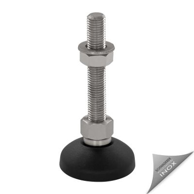 Schwaderer Adjustable Machine/Leveling Foot KFE 50 N, M14 x 200, 49 mm, Plastic/Stainless Steel