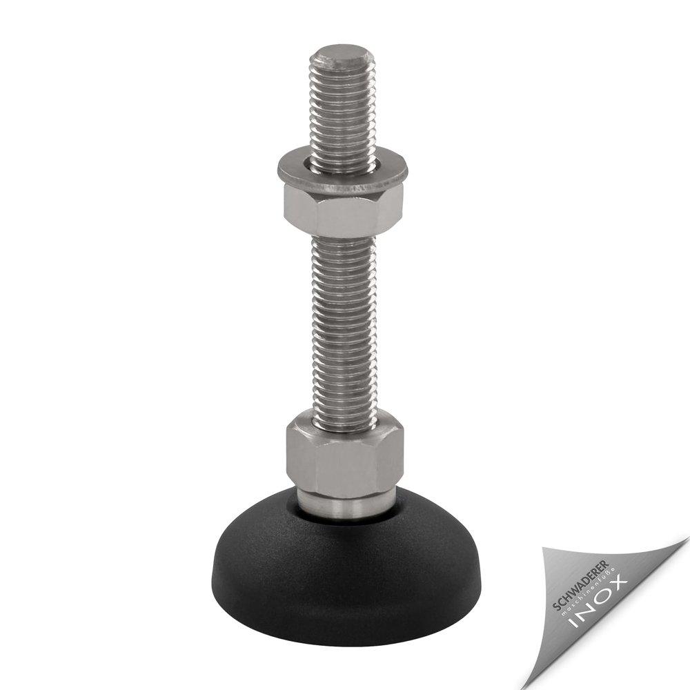 Schwaderer Adjustable Machine/Leveling Foot KFE 50 N, M14 x 200, 49 mm, Plastic/Stainless Steel