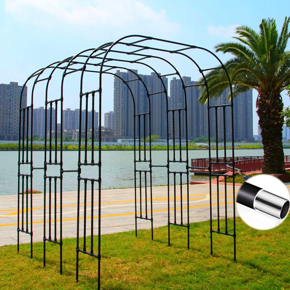 Refue Metal Garden Rose Arch, Black, W320 x H240 cm