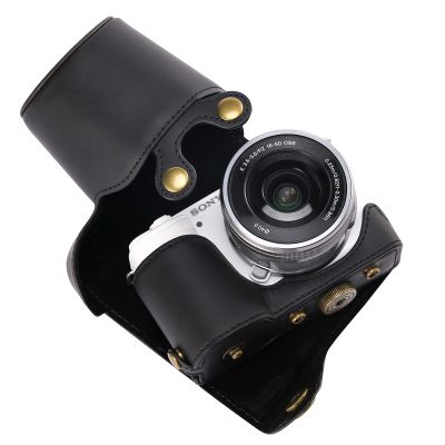 Hargedis Camera Case for Sony ZV-E10, PU Leather, for 16–50 mm Lens, with Shoulder Strap