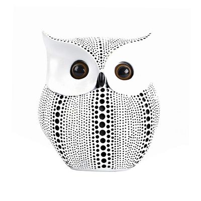 YTOOZ Mini White Owl Statue, Resin Dot-Pattern Figurine, 14 x 7 x 15 cm (6 x 3 x 6 in)