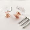 30 mm Diamond-Cut Crystal Glass Knob with M4 x 22 mm Screws, Rose Gold Base view 1