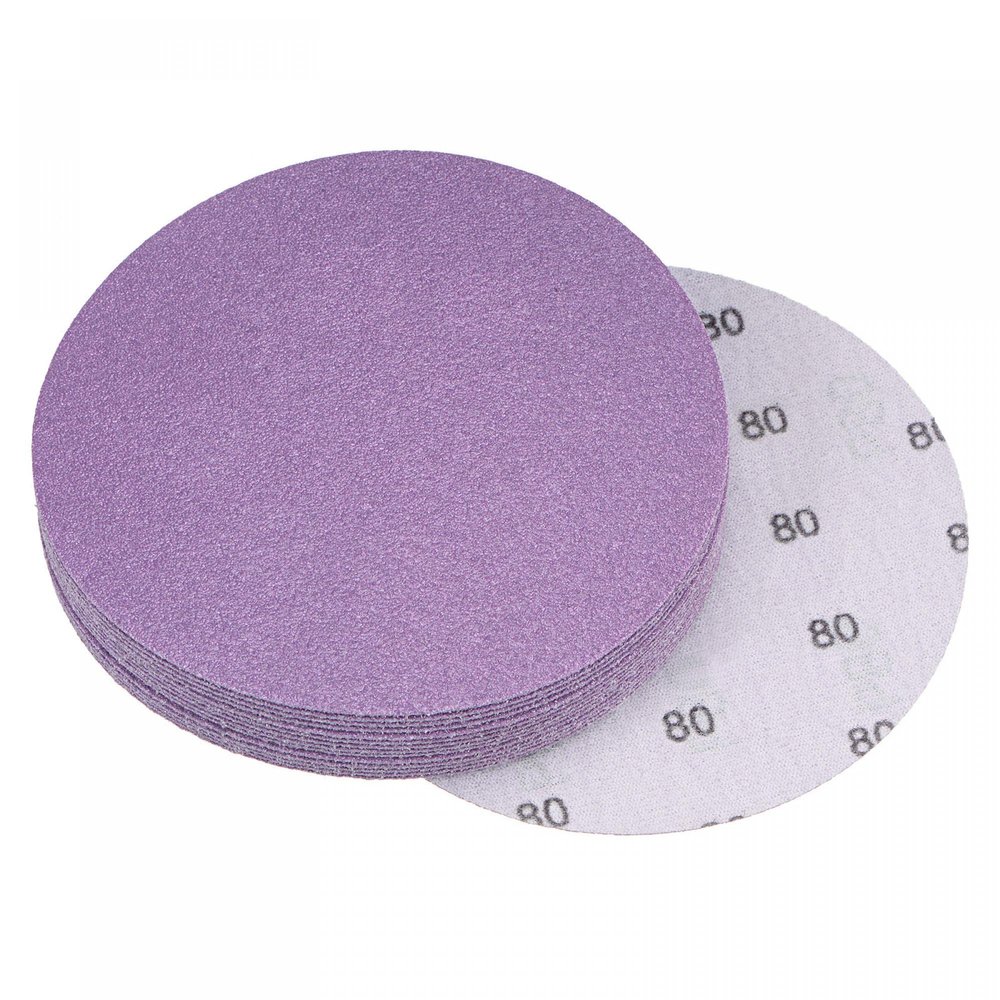 sourcing map 15-Pack 5-Inch 80-Grit Sanding Discs, Hook-and-Loop, Wet/Dry, Purple
