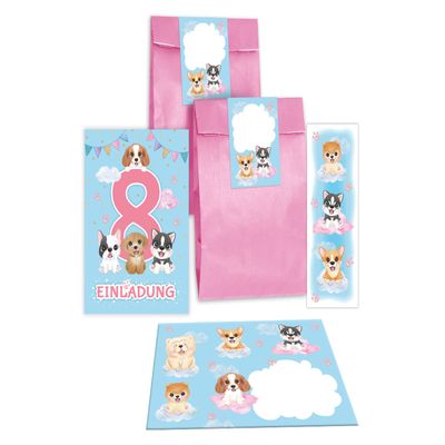 Junapack 8th Birthday Invitations for Girls, Dogs, 12-Count Set
