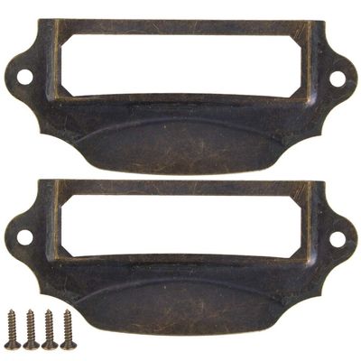 10 Antique Label Pulls with 20 Screws