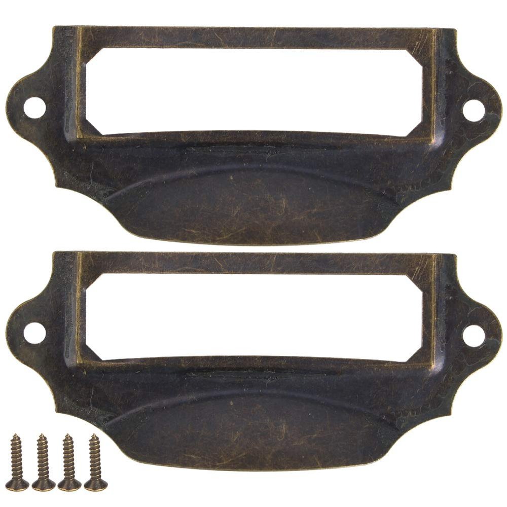 10 Antique Label Pulls with 20 Screws