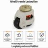 4-Piece 50 mm Swivel Leveling Casters, Retractable, 500 kg Capacity, Footmaster GD-60S view 2