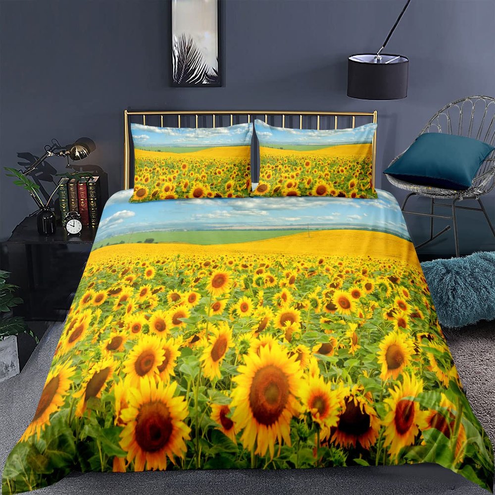 Huitutu Sunflower Duvet Cover Set, 135 x 200 cm, Yellow