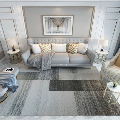 Washable Non-Slip Geometric Entrance Rug, Black and Brown, 60 x 120 cm