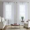 Laura Ashley Lehman Sheer Curtains with Rod Pocket, 38 x 108 in, White, 4 Panels view 1