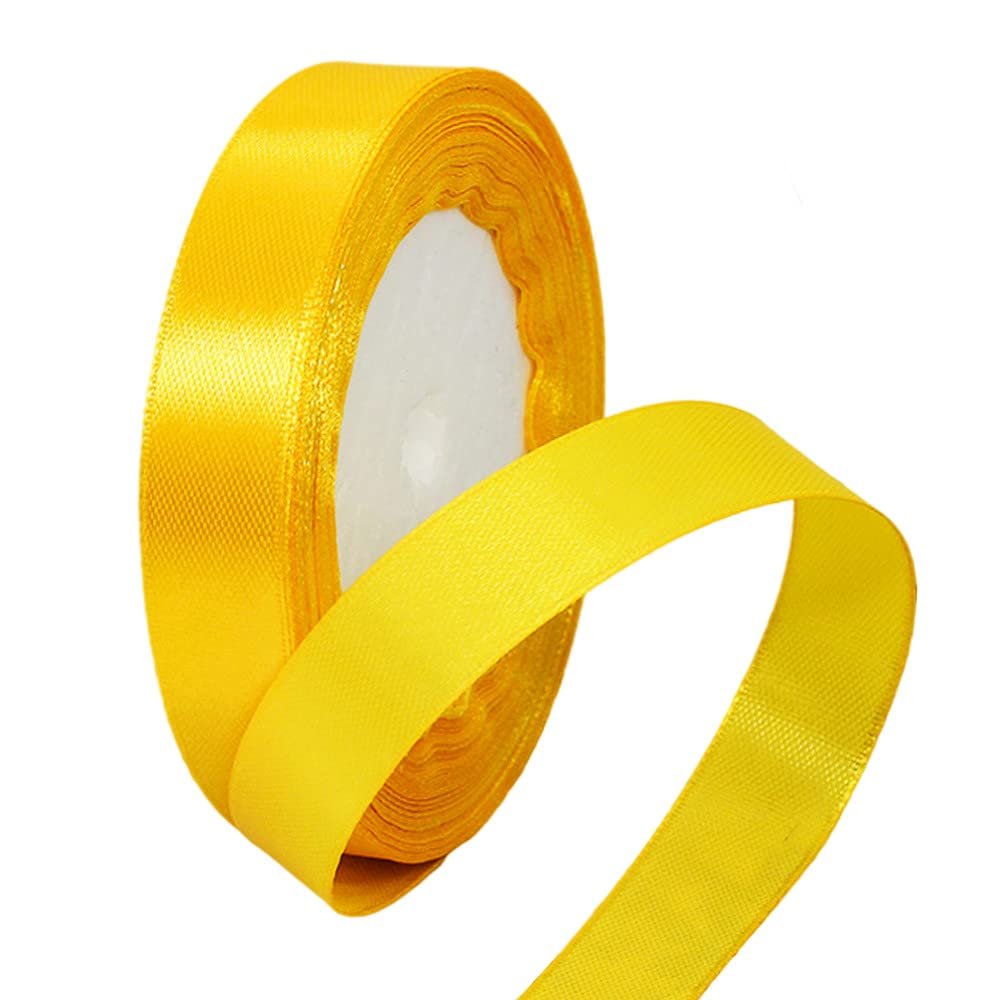 22m Yellow Satin Ribbon 15mm Wide
