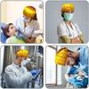 2-Piece Chevron Stripe Geometric Work Caps with Buttons and Sweatband, Adjustable Surgical Scrub Caps, Multicolor 11, M/L view 4