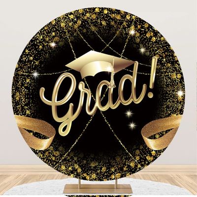 Aoihrraan 180 cm Round Graduation Photography Backdrop with Golden Dots
