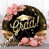 Aoihrraan 180 cm Round Graduation Photography Backdrop with Golden Dots view 2