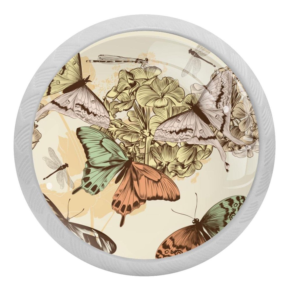 Vintage-Style Butterfly & Dragonfly Drawer Knobs, 4-Pack