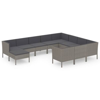 Festnight Poly Rattan Outdoor Lounge Furniture Set with Corner Sofa