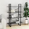 YITHOPI 4-Tier Bookshelf, Solid Pine, Gray, 100 x 30 x 140 cm view 3