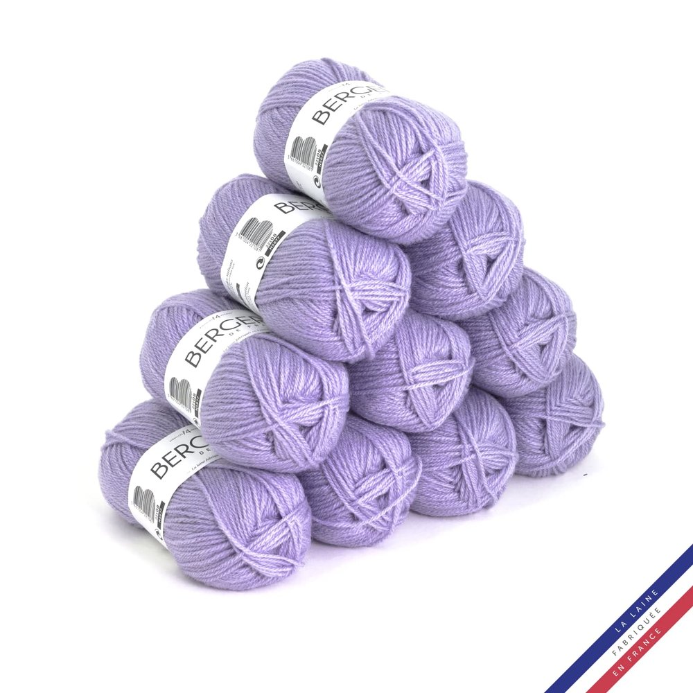 Bergère de France BARISIENNE Yarn Set for Knitting and Crochet, 10 x 50 g, 100% Acrylic, 4 mm, Very Soft Round Yarn, Purple (LAVANDE)