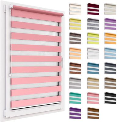 Day & Night Roller Blind, No Drilling, 38 x 220 cm Fabric, Clip-Fit, Light-Filtering & Blackout