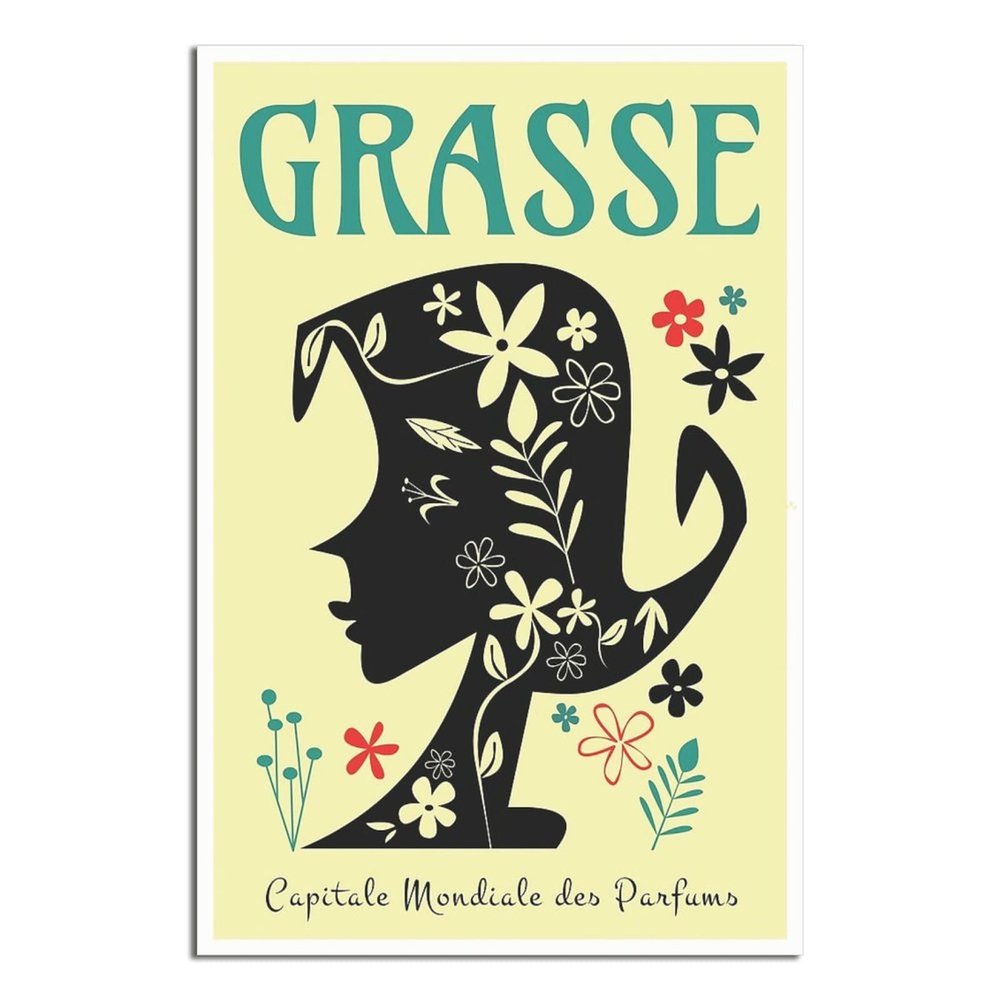 Grasse French Riviera Vintage Travel Poster, Canvas Wall Art, 20 x 30 cm