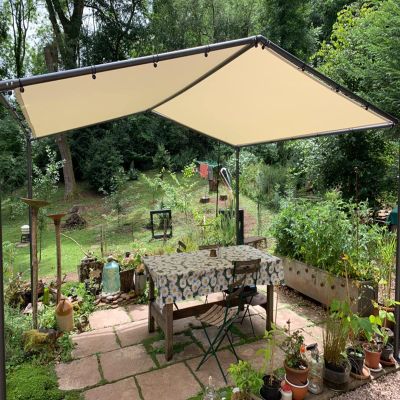 KOUDU Shade Sail with Fastening Ropes, 0.7 x 5 m, Waterproof, 98% UV Protection, Beige