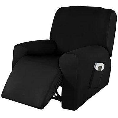 4-Piece Recliner Stretch Slipcover, 1-Seater Chair Protector with Pockets, Color #41