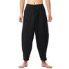 BPURB Men's Medieval Wide-Leg Hermann Viking Pirate Pants, Cotton-Linen Baggy Harem Pants with Pocket (Black, S) view 1