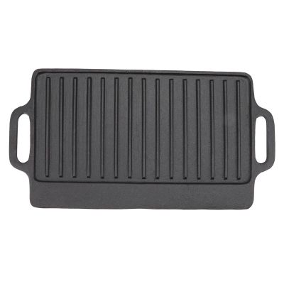 Zerodis Cast Iron Reversible Grill Plate, Rectangular 40 x 20 cm