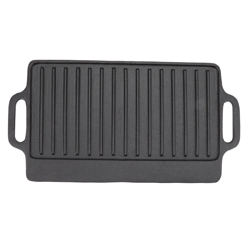 Zerodis Cast Iron Reversible Grill Plate, Rectangular 40 x 20 cm