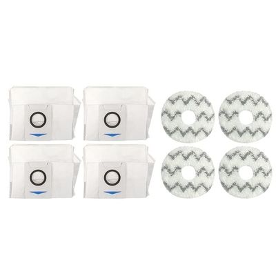 LIZONGFQ Replacement Accessories for Ecovacs Deebot X1 Omni Turbo Robot Vacuum, Dust Bags and Mop Cloths, 8-Piece Set (Light Yellow)