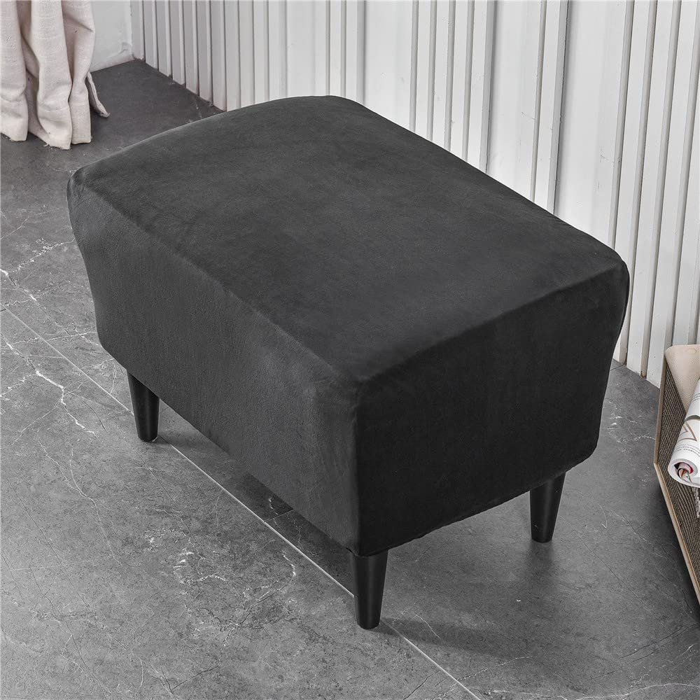 Highdi Ottoman Slipcovers, Black, 2-Pack