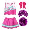 ReliBeauty Cheerleader Costume for Kids, Dress with Pompoms and Headband, Pink, Size 150 view 1