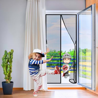 Magnetic Fly Screen Door Curtain, 210 x 245 cm, Black