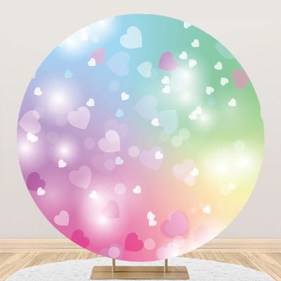 Aoihrraan 230 cm Round Love Heart Bokeh Photography Backdrop, Pink