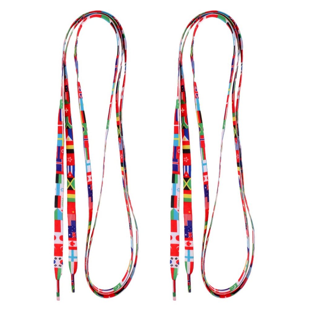NA 1 Pair Knitted Shoelaces for Roller Skates, Boots, Hockey Skates, Flag Pattern