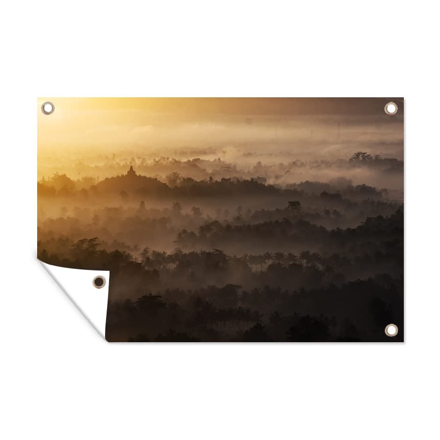 MuchoWow Outdoor Poster, Garden Wall Decor, 90 x 60 cm, Fog over Java