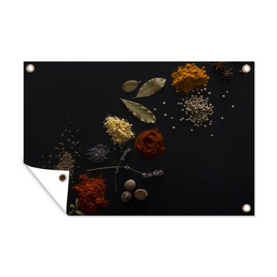 MuchoWow Outdoor Poster Wall Decor Garden Poster 60 x 40 cm Herbs - Black - Spices - Kitchen - Cooking