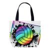 Rainbow Volleyball Canvas Tote Bag with Zipper Pocket view 1