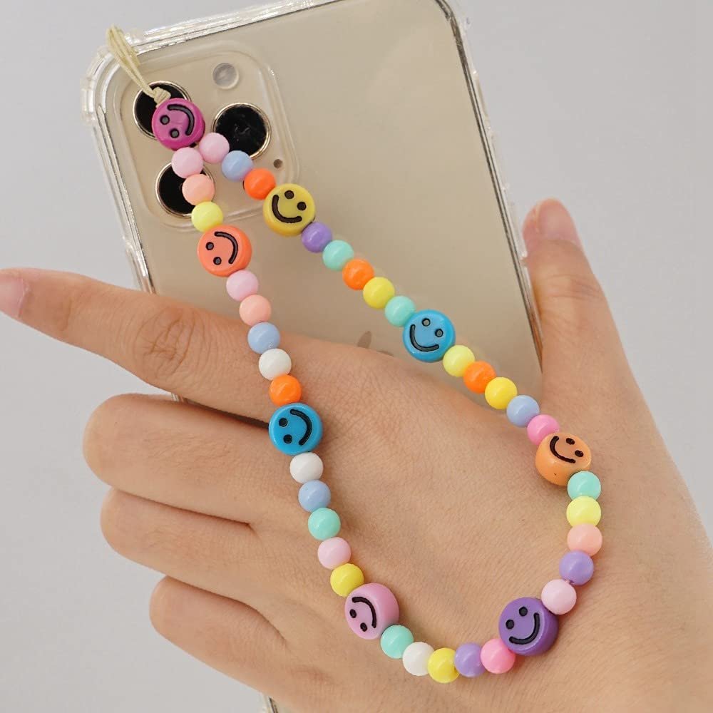 PTNKUIIY Bohemian Anti-Lost Phone Charm Strap, Multicolor Acrylic Beads