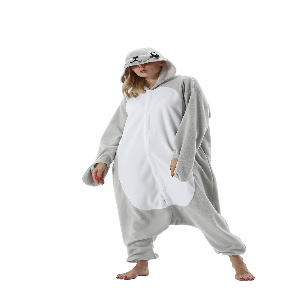 ULEEMARK Adult Seal Onesie Cosplay Pajama, Unisex, Size M (156–167 cm)